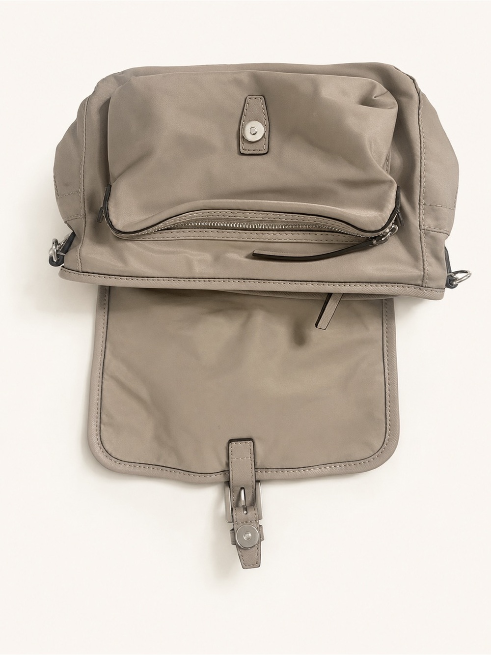 Tory Burch Scout Perry Nylon Crossbody Bag Taupe Adjustable Strap - Picture 7 of 11